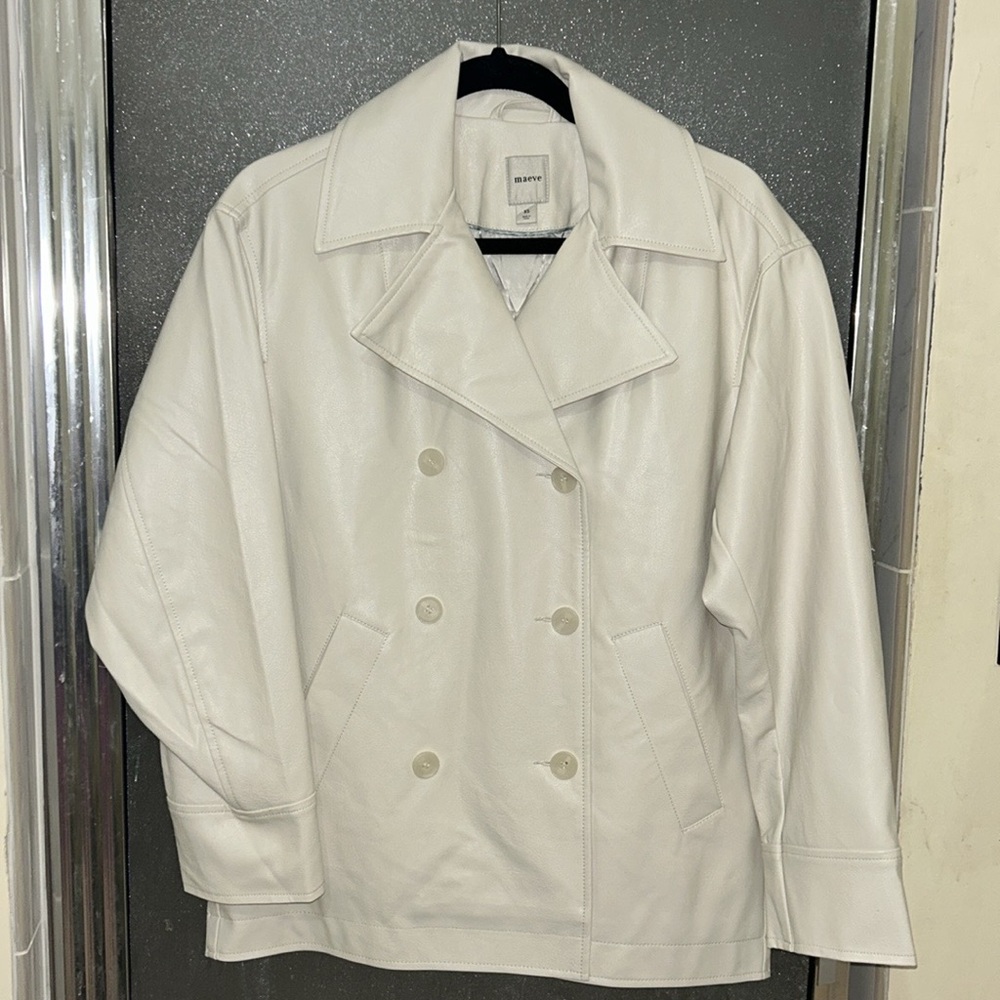 Anthropologie Maeve Faux Leather Cocoon Blazer - Picture 2 of 13